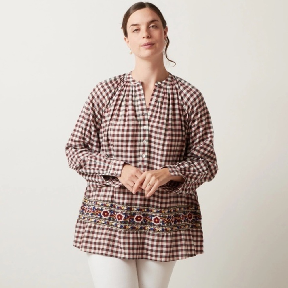 Kori America Plaid Gingham Shirt Blouse S NWT
